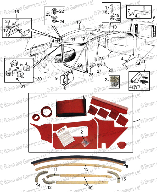 Image for Roadster interior trim panel sets & Cockpit rails